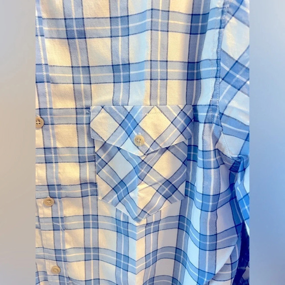 Double Pump Sz M Blue & White Plaid Western Button up NWT Timeless Smart Shirt - Picture 2 of 16
